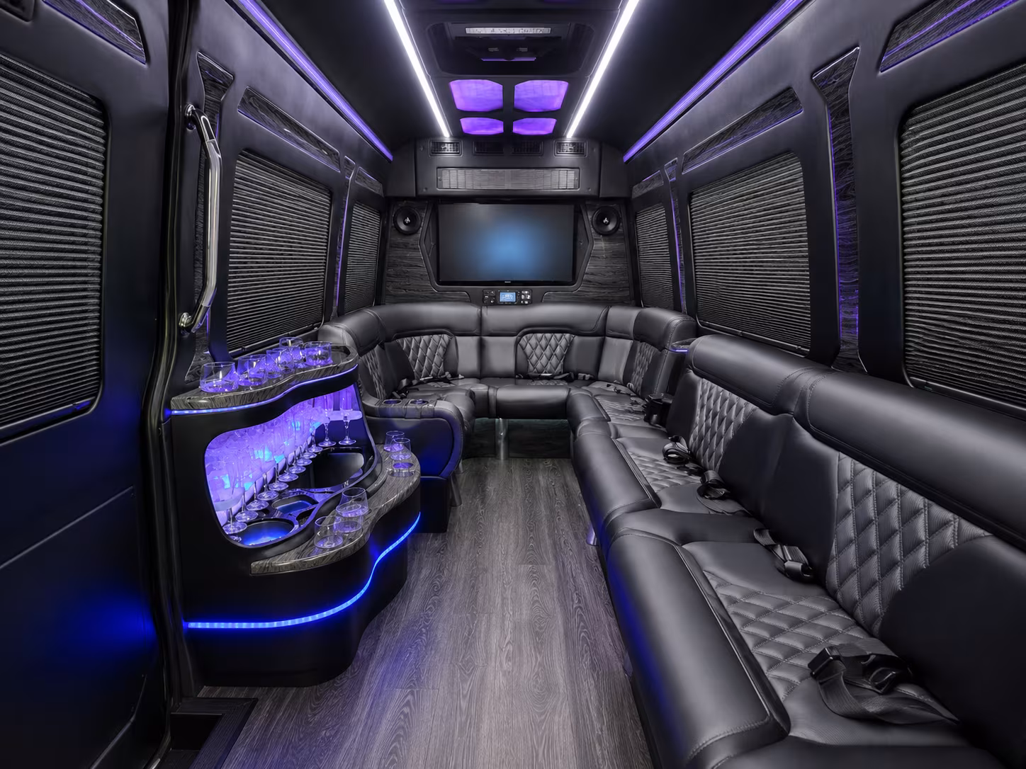 rancho cordova 15 passenger party bus interior